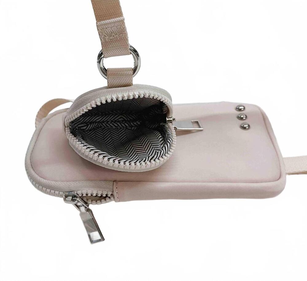 NEW PRETTY SIMPLE women's crossbody phone bag with pouch in cream
